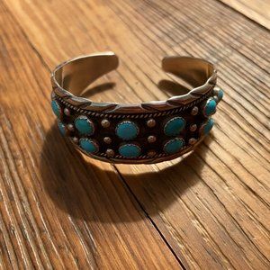 Sterling Silver & Turquoise Native American Cuff